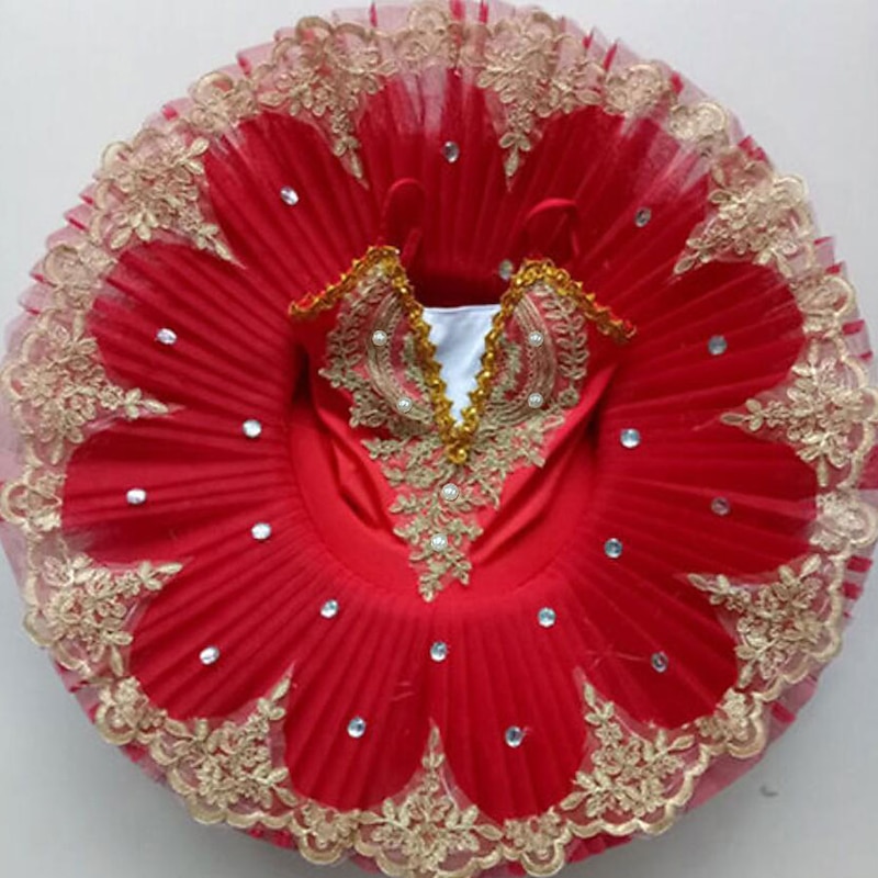 Ballet Tutu Dress Dress Lace Printing Pleats Girls' Training Performance Sleeveless High Spandex Lace Tulle