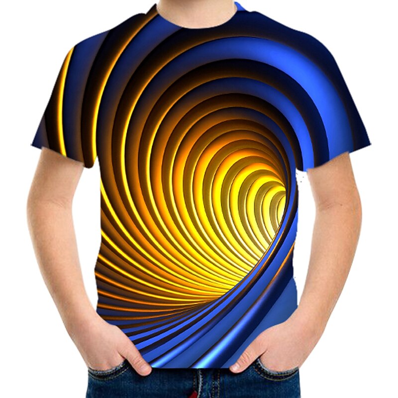 Boys 3D Color Block Optical Illusion T shirt Short Sleeve 3D Print Summer Active Sports Streetwear Kids 3-12 Years School Outdoor Daily4
