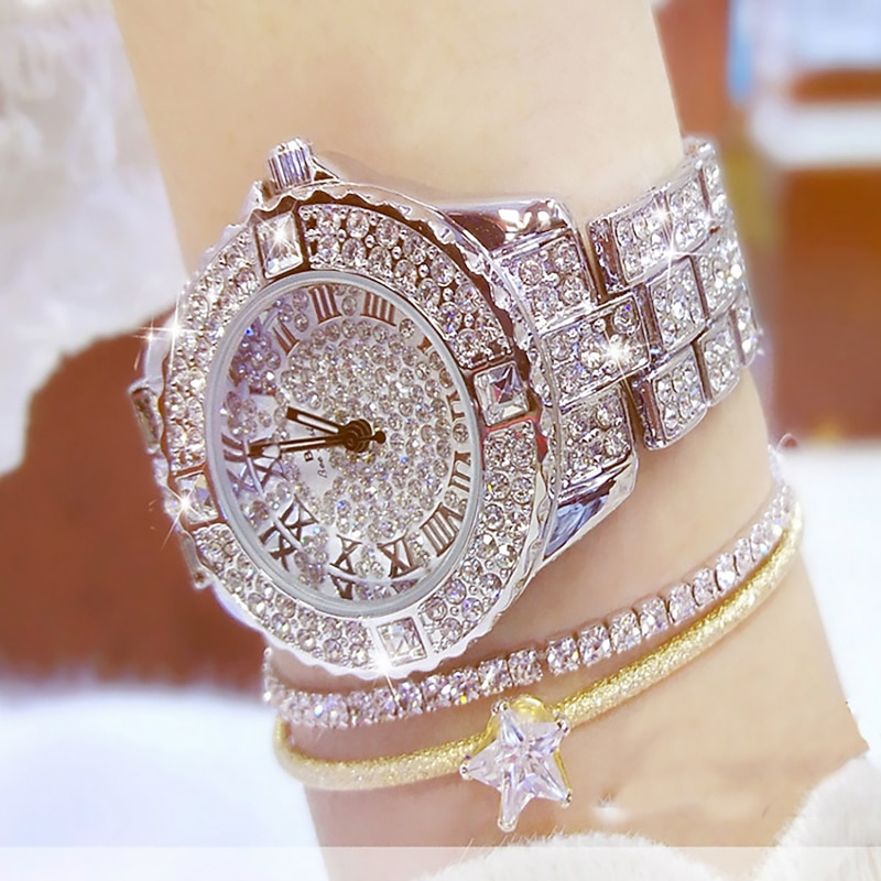 Bee Sister Women Quartz Watch Diamond Chronograph Fashion Wristwatch Waterproof Decoration Stainless Steel Strap Watch3