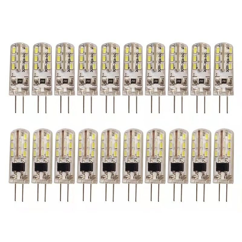 10pcs 20pcs G4 1W LED Bi-pin Lights 120 lm 24 LED Beads 12V 3014SMD 10W 20W Halogen Bulb Equivalent Warm White Cold White RoHS3