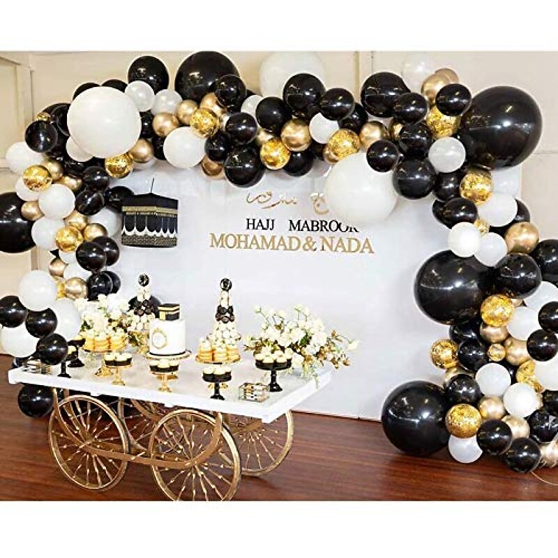 DIY Black & Gold Balloon Garland Arch Kit 100pcs Balloons for Countdown Birthday New Year's Eve Backdrop Bachelorette Wedding Party Centerpiece Graduation Anniversary Party Decoration