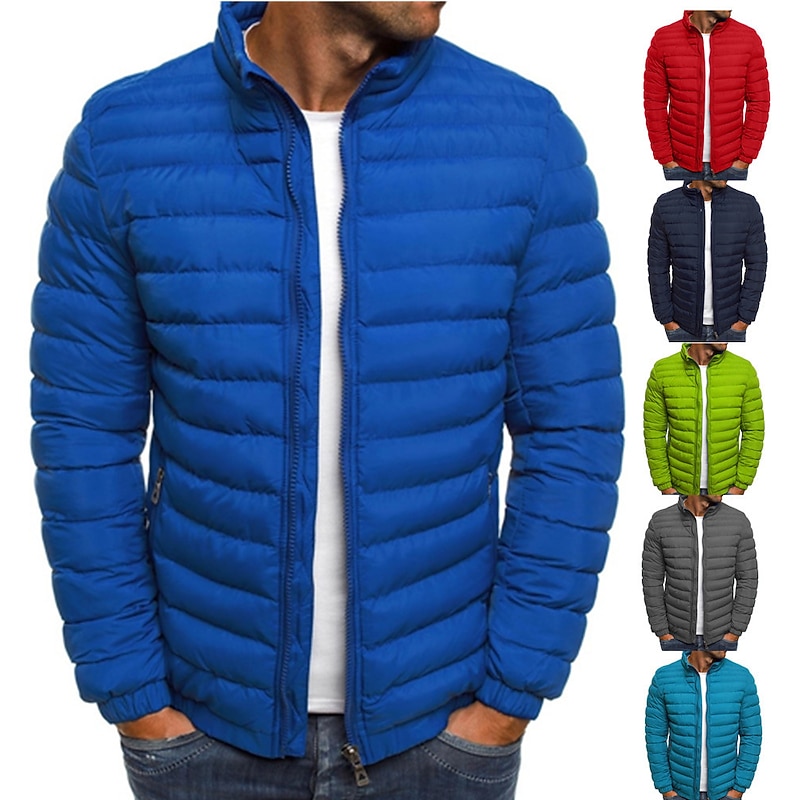 Men's Puffer Jacket Transition Jacket Outdoor Classic Spring &  Fall Polyester Windproof Lightweight Solid Color Light Blue Navy Big red Grass Green Vest3