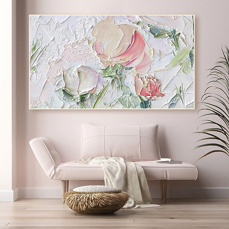 Handmade Oil Painting Canvas Wall Art Decoration Abstract Plant Floral Painting White Flower for Home Decor Rolled Frameless Unstretched Painting3