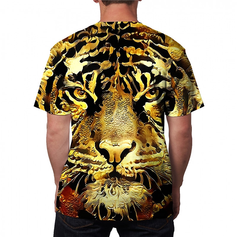 Men's Unisex Animal Tiger Graphic Prints T Shirt Short Sleeve T shirt 3D Print Crew Neck Shirt Designer Casual Big and Tall Daily Holiday Black White Yellow Summer Clothing Apparel S M L XL XXL 3XL2