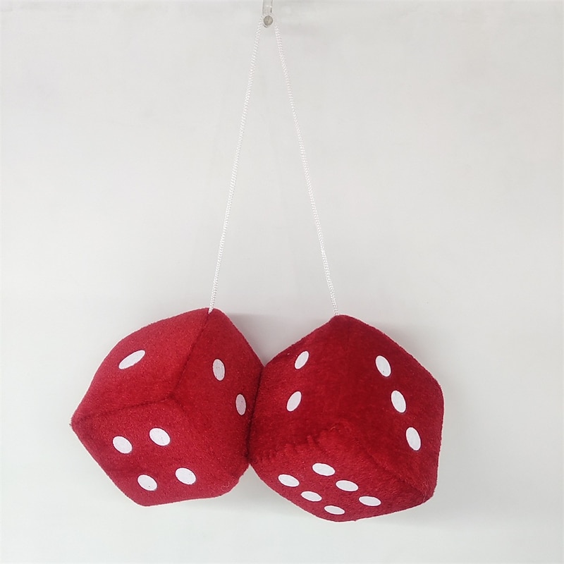1Pair Car Pendant Interior Hanging Rearview Mirrors Short Plush Fuzzy Dice 2.75inc Plush Car Decorative Hanging Mirror Fuzzy Dice Lucky Hanging Accessories3