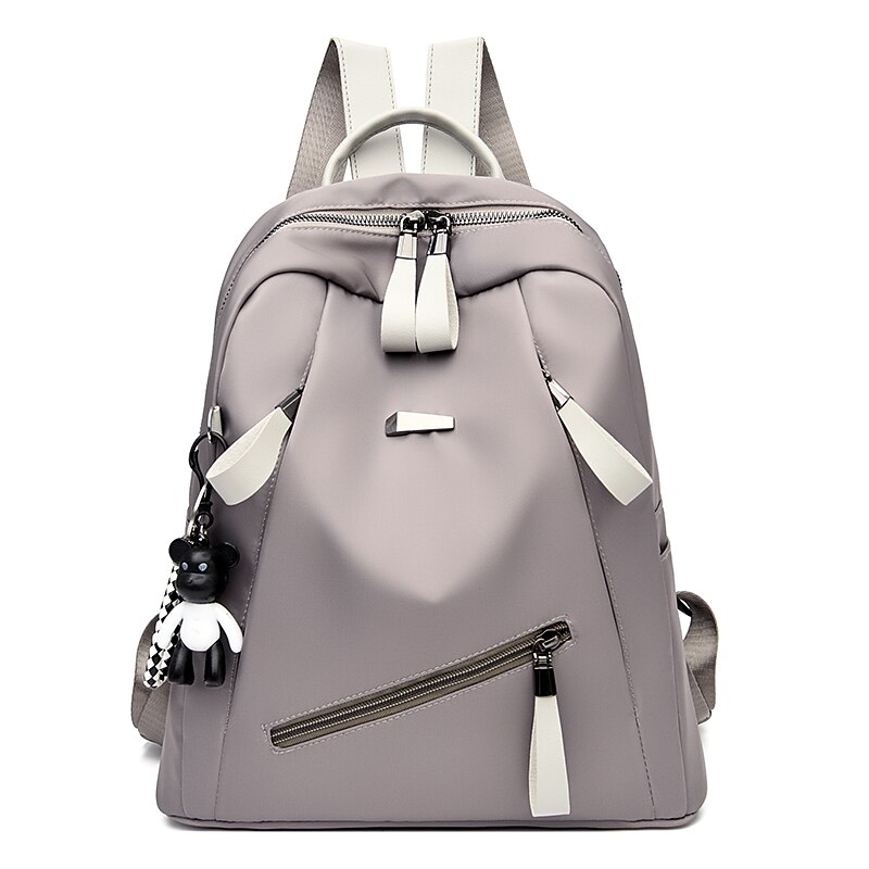 Women's Daily Solid Color Oxford Cloth Large Capacity Zipper Black Red Gray2