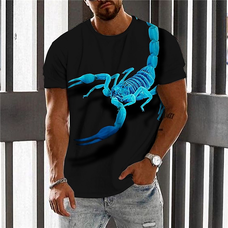 Men's Unisex Graphic Prints Scorpion T Shirt Short Sleeve T shirt 3D Print Crew Neck Shirt Designer Casual Big and Tall Daily Holiday Black Summer Clothing Apparel S M L XL XXL 3XL