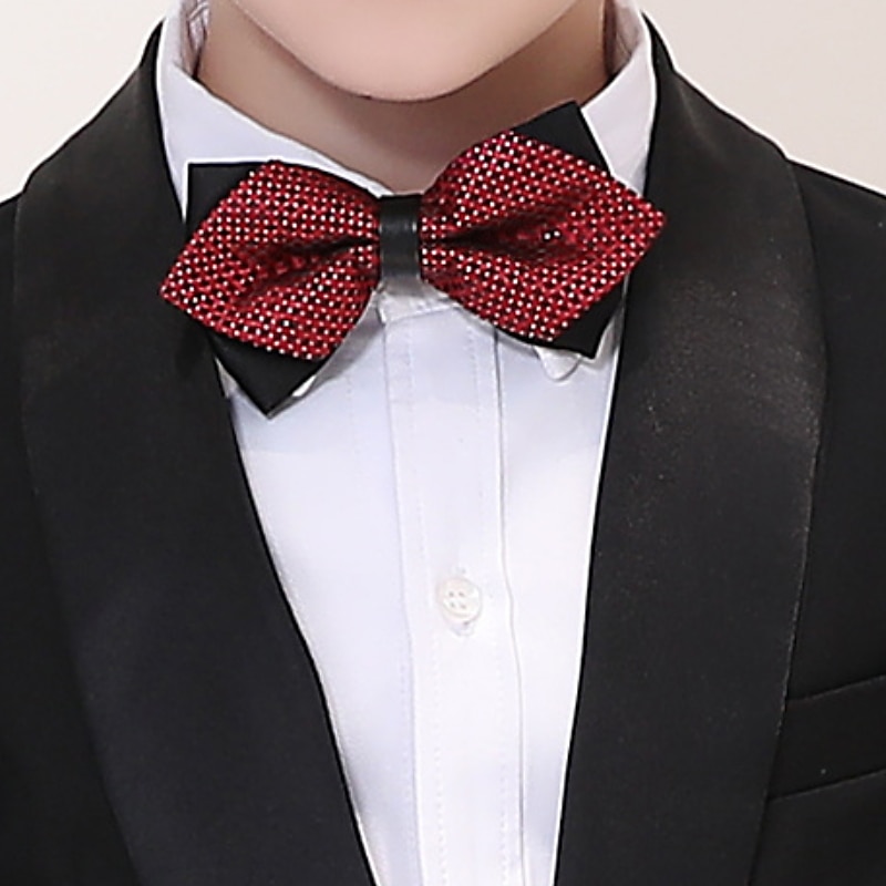 4 Pieces Ring Bearer Suit Boys Kids Suit Formal Suit Suit & Blazer Pants Set Formal Set Formal Party Special Occasion Basic Gentle Solid Color Bow Black White Red Polyester3