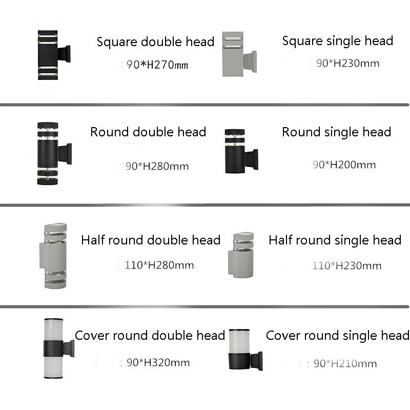 1 Head 2 Heads Outdoor Waterproof LED Wall Light Aluminum Alloy Material and Various Styles Modern Villa Courtyard Wall Lamp4
