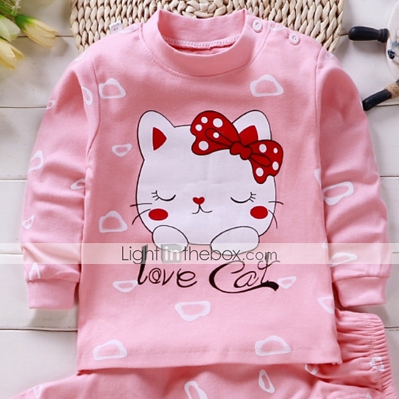 Girls' 3D Print Pajamas Spring Fall Winter Active Cute Adorable Polyester Kids 2-6 Years Indoor2