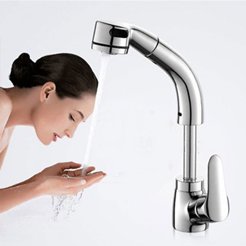 Matte Black Bathroom Basin Faucet Pull Out Spout Rotatable Liftable Body Deck Mounted Hot and Cold Water Mixer Tap4