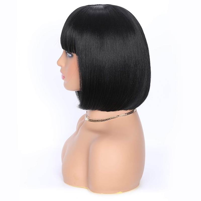 Black Wigs for Women Black Bob Wigs with Bangs for Women Straight Short Bob Wigs Synthetic Heat Resistant Wigs Cosplay Bob Wigs Natural Looking Wigs2