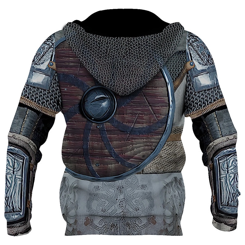 Men's Graphic Armor Viking Hoodie Hoodies Sweatshirt Sportswear Casual Long Sleeve Hooded Casual Daily Holiday 1 2 Lace up Spring &  Fall Designer2