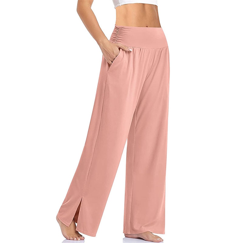 Women's Loungewear Pants Pure Color Sport Simple Comfort Home Daily Vacation Long Pant Pocket Summer Spring