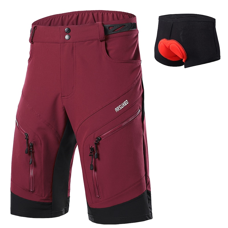 Arsuxeo  Men's Mountain Bike Shorts with Removable 3D Padded Underwear Baggy Shorts  Mountain Bike MTB Road Bike Cycling Sports Black Army Green Breathable Quick Dry Elastane Clothing Apparel3