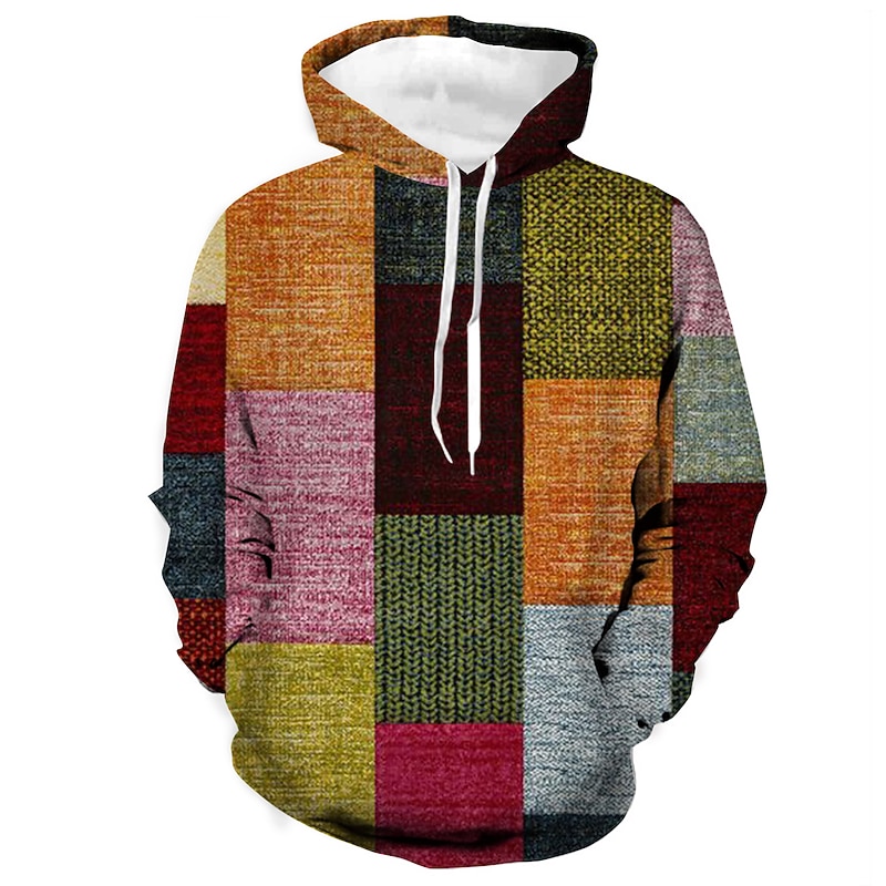 Men's Graphic Plaid Color Block Hoodie Hoodie Sweatshirt Hoodies Designer Sportswear Long Sleeve Hooded Casual Daily Holiday Red Blue Lace up Fall & Winter Designer3