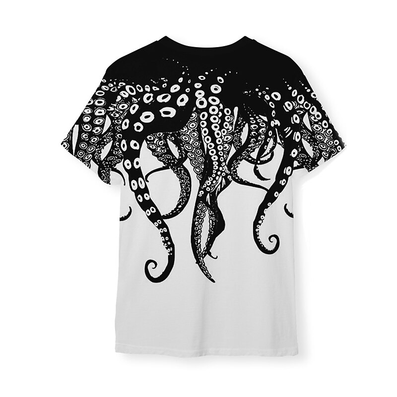 Men's Graphic Octopus T Shirt Short Sleeve T shirt 3D Print Crew Neck Shirt Designer Classic Casual Daily Sports Weekend Black-White Red Blue Summer Clothing Apparel S M L XL XXL 3XL2