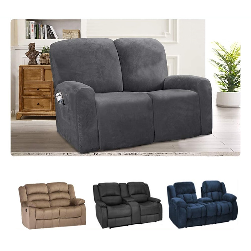 Sectional Recliner Covers Slipcover 1 Set of 6 Pieces Microfiber Stretch High Elastic Burgundy Red High Quality Velvet Sofa Cover Sofa Slipcover for 2 Seats Cushion Recliner Sofa3