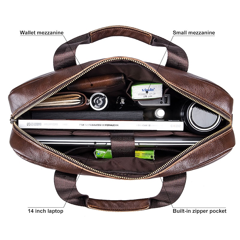 Laptop Briefcases 16" inch Compatible with Macbook Air Pro, HP, Dell, Lenovo, Asus, Acer, Chromebook Notebook Expandable Bag Waterpoof Shock Proof With Handle Leather Solid Color for Business Office2