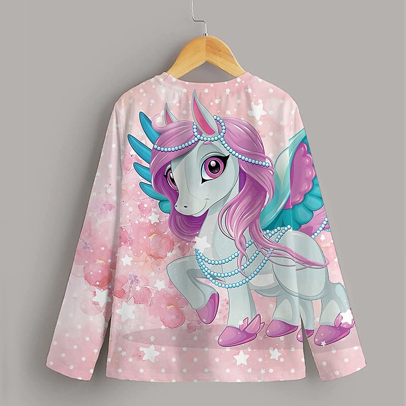 Girls' 3D Animal Unicorn T shirt Long Sleeve 3D Print Summer Spring Fall Active Sports Fashion Kids 3-12 Years Outdoor Daily Indoor Regular Fit4