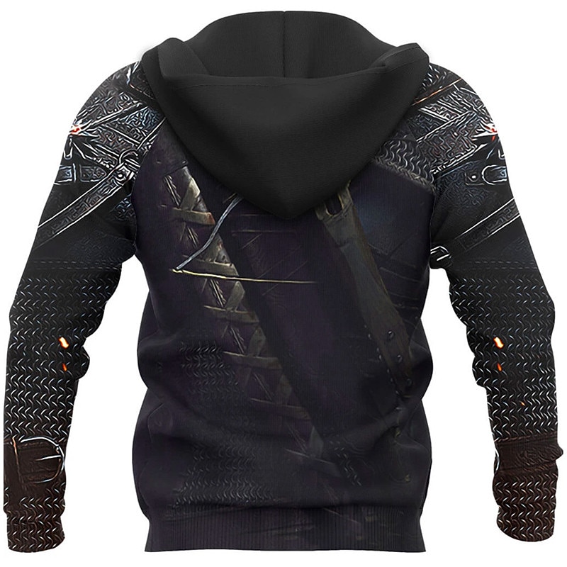 Men's Graphic Tribal Armor Viking Hoodie Hoodies Sweatshirt Sportswear Ethnic Long Sleeve Hooded Casual Daily Holiday Black Lace up Spring &  Fall Designer2