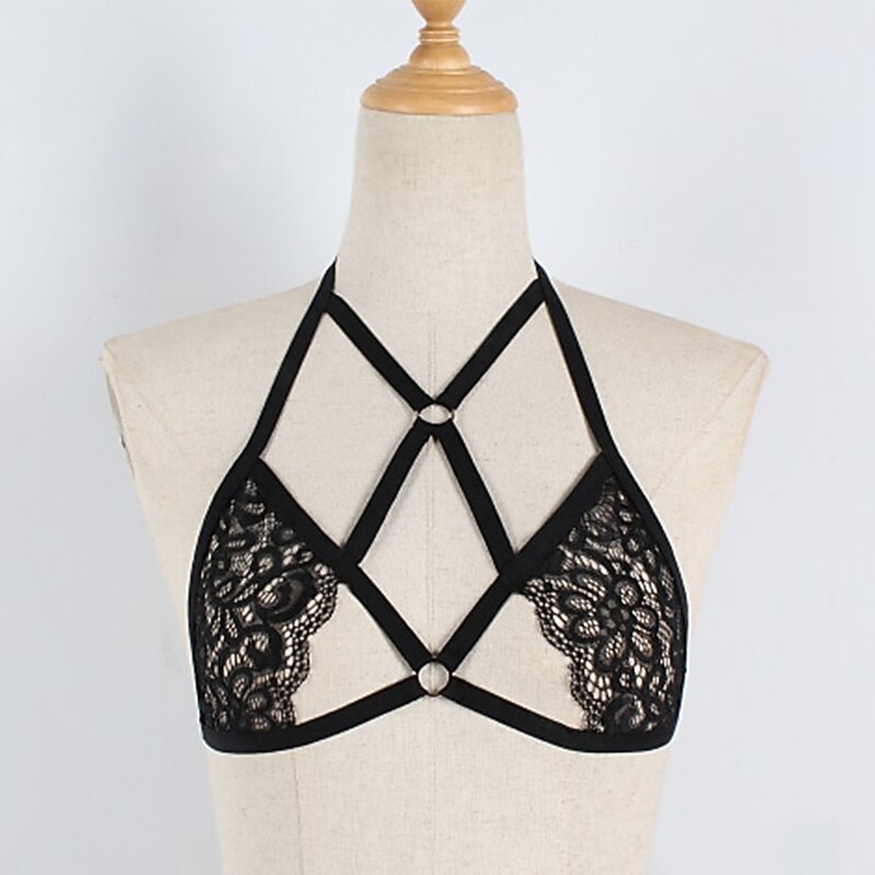 Women's Lingerie Set Floral Sexy Valentine's Day Acrylic Fall Winter Black / Spandex / Spring / Summer / Wireless / Strapped Home Outfits4