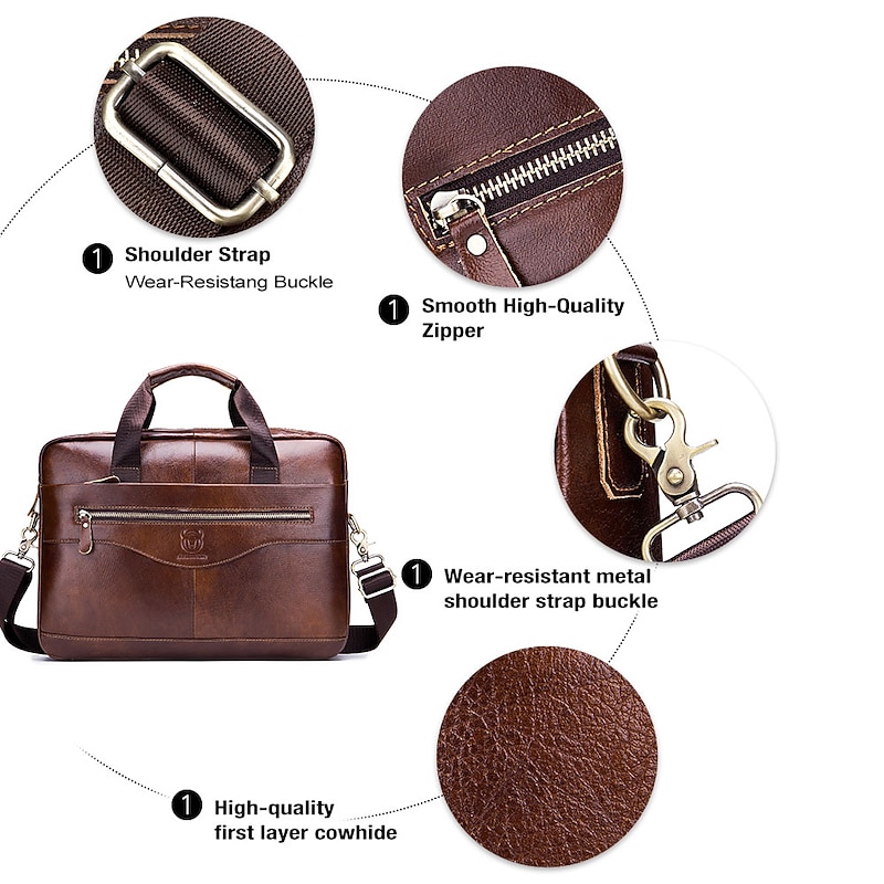 Laptop Briefcases 16" inch Compatible with Macbook Air Pro, HP, Dell, Lenovo, Asus, Acer, Chromebook Notebook Expandable Bag Waterpoof Shock Proof With Handle Leather Solid Color for Business Office3