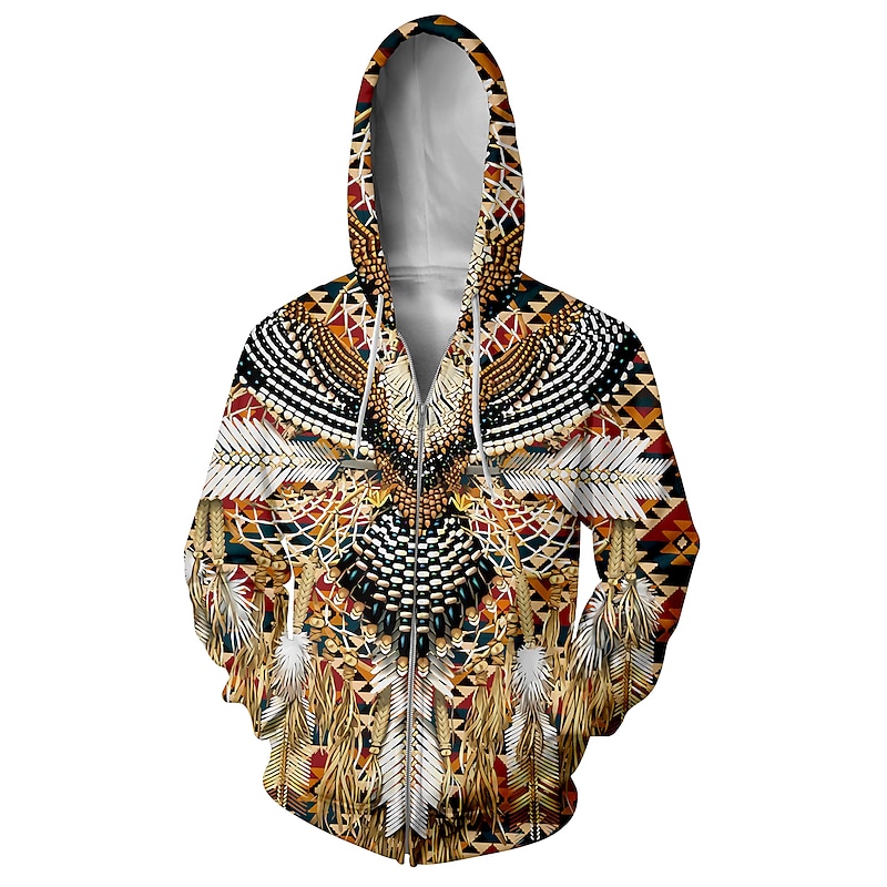Men's Tribal Hoodie Hoodies Sweatshirt Vintage Ethnic Style Hooded Zipper section 1 Zipper 10 Designer 12