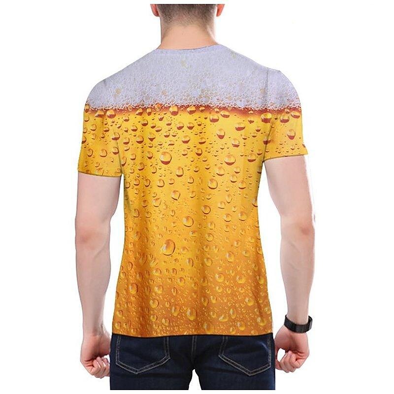 Men's Graphic Bubble Beer Shirt T Shirt Short Sleeve T shirt 3D Print Round Neck Shirt Streetwear Exaggerated Daily Going out Oktoberfest Light Green Red Blue Clothing Apparel Normal S M L XL XXL 3XL2