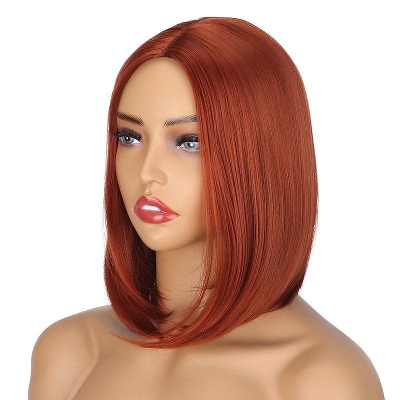 Orange Wigs For Women Porsmeer Short Bob Straight Hair Wigs For Women Shoulder Length Full Wig Natural Ginger Red Color3