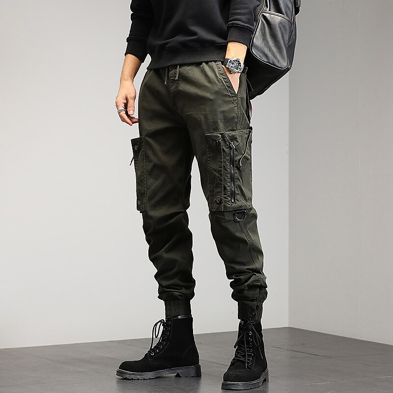 Men's Harem Hip Hop Techwear Streetwear Tactical Joggers Cargo Pants Casual Functional Overalls Jeans Trousers Green3