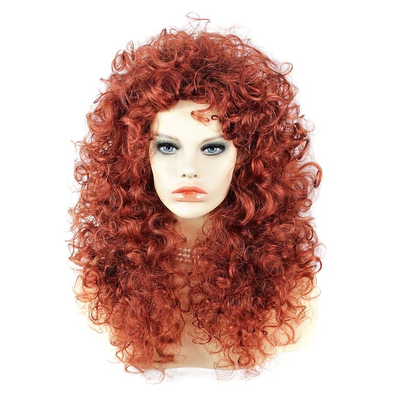 Medieval Wig Wild Untamed Long Curly Full Wig Fox Red Ladies Wigs  Red Afro Wigs for Women Cosplay Wigs Halloween Wigs