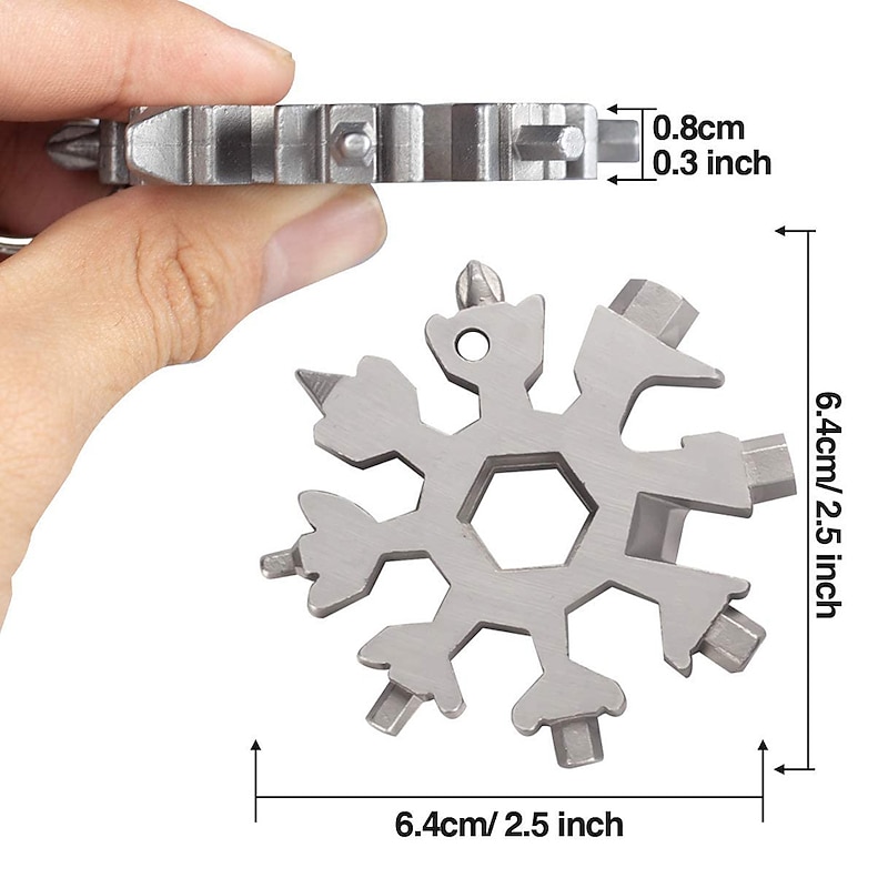 18-in-1 Snowflake Multi Tool Xmas Stainless Steel Snowflake Bottle Opener/Flat Cross Screwdriver Kit/Wrench Durable and Portable to Take Great Christmas gift3