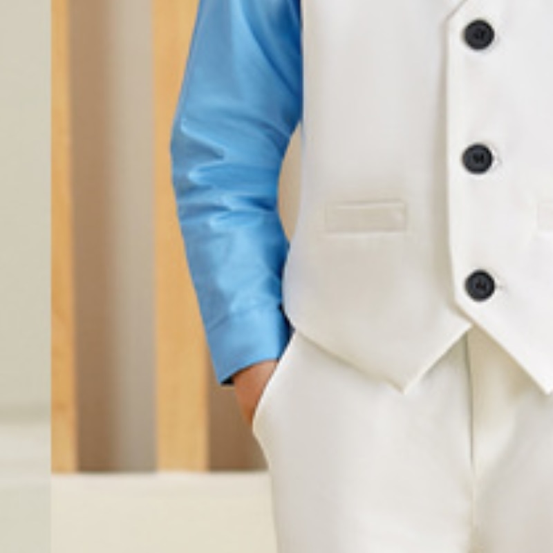 3 Pieces Ring Bearer Suit Boys Kids Suit Formal Suit Suit & Blazer Clothing Set Party Fashion Basic Gentle Solid Color Black White Polyester3