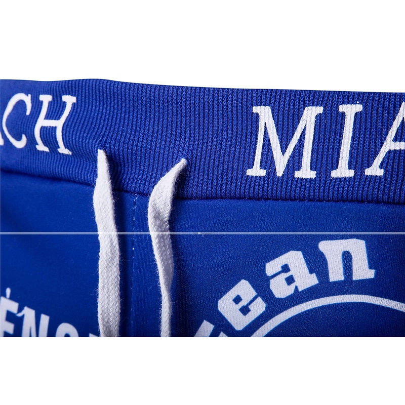 Men's Graphic Cropped Joggers | Miami Beach Ocean Drive Nautical Print Sweatpants for Casual Lifestyle Wear2