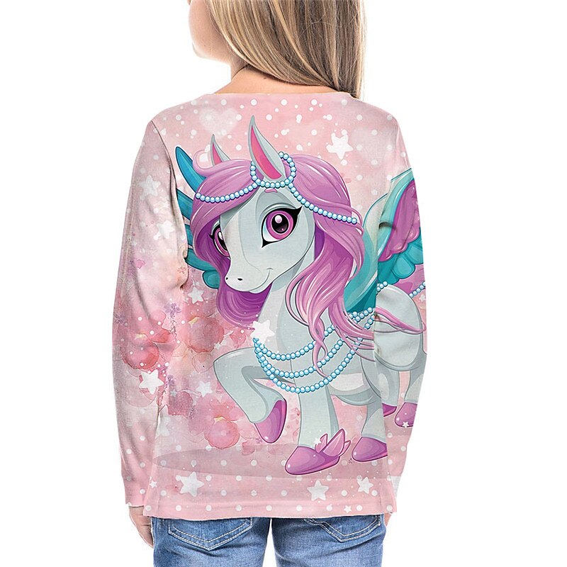 Girls' 3D Animal Unicorn T shirt Long Sleeve 3D Print Summer Spring Fall Active Sports Fashion Kids 3-12 Years Outdoor Daily Indoor Regular Fit2