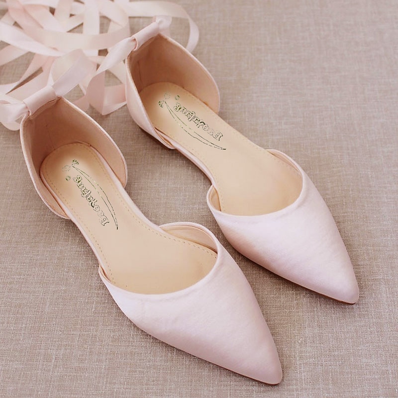 Women's Comfortable Satin Ribbon Tie Ballet Flats – Elegant Ivory Wedding Shoes for Brides and Bridesmaids, Perfect for Formal Events and Special Occasions3