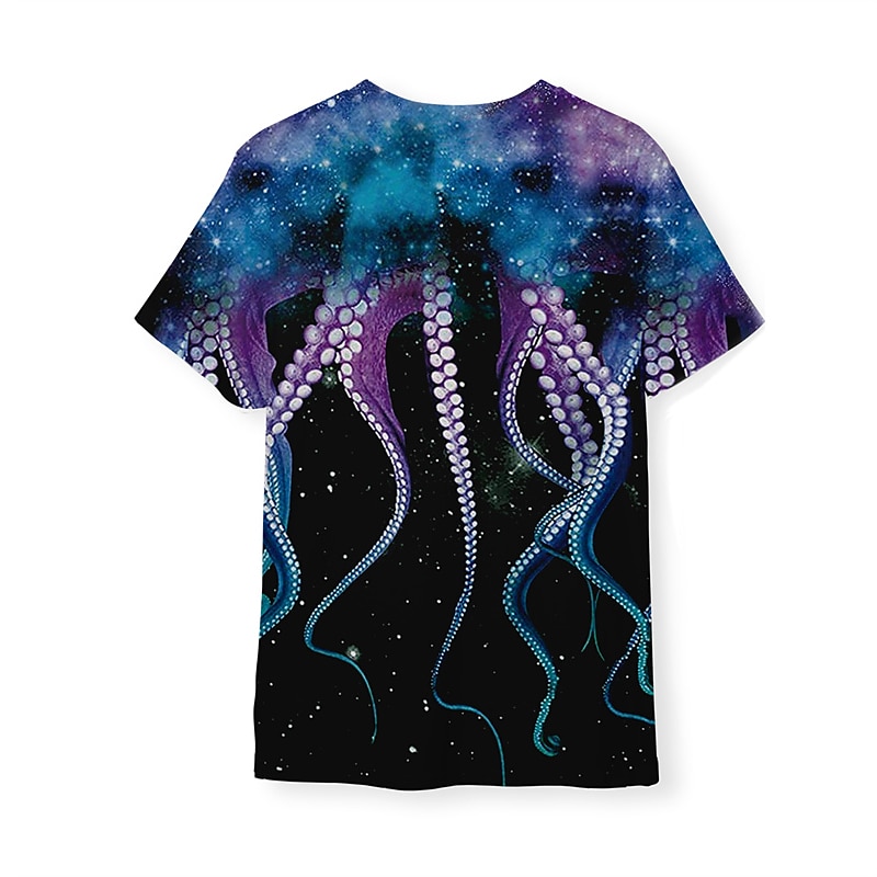 Men's Graphic Octopus T Shirt Short Sleeve T shirt 3D Print Crew Neck Shirt Designer Classic Casual Daily Sports Weekend Black-White Red Blue Summer Clothing Apparel S M L XL XXL 3XL4