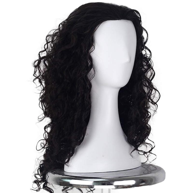 Black Wigs For Men Moana Maui Cosplay Wigs Medium Long Curly Natural Black Synthetic Wig For Men (Maui Cosplay For Men) Halloween Wigs3