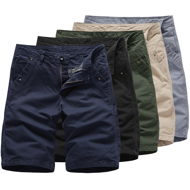 Men's Cargo Shorts Capri shorts Multi Pocket Plain Comfort Outdoor Calf-Length Outdoor Daily Going out Fashion Streetwear Black Army Green3