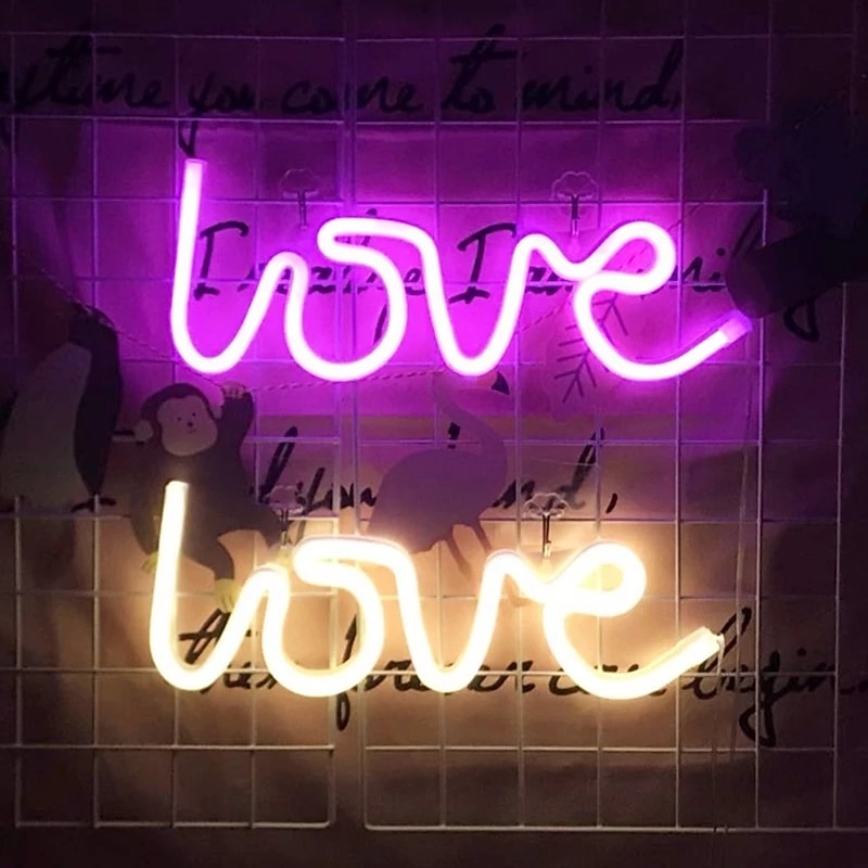 LED Neon Lights Love Shape Night Light Valentine's Day Confession Sign Lamp Battery USB Double Powered  Night Light for Christmas Wedding Birthday Party Decoration2