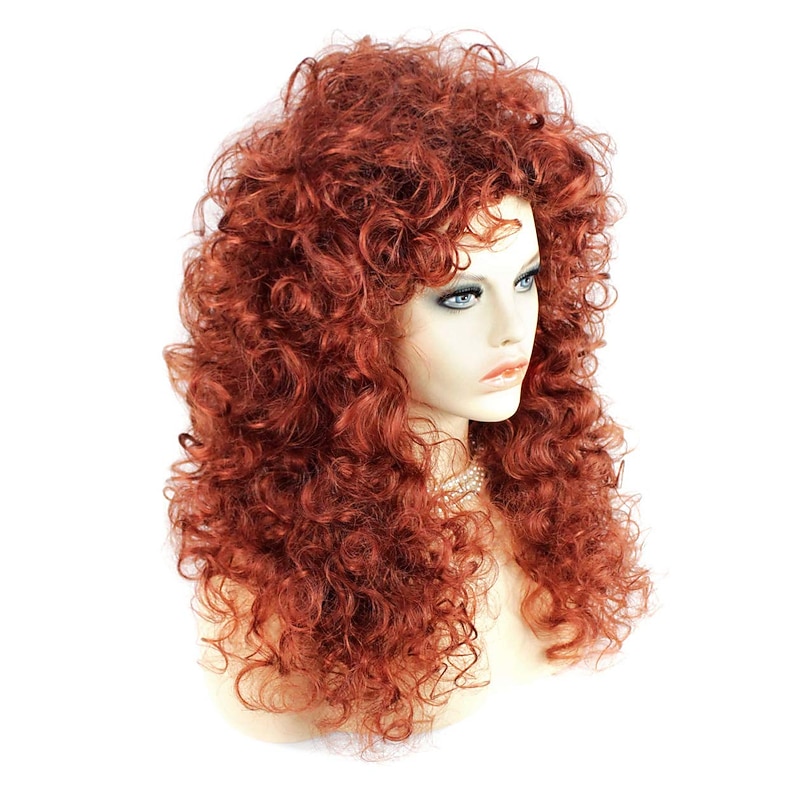 Medieval Wig Wild Untamed Long Curly Full Wig Fox Red Ladies Wigs  Red Afro Wigs for Women Cosplay Wigs Halloween Wigs3