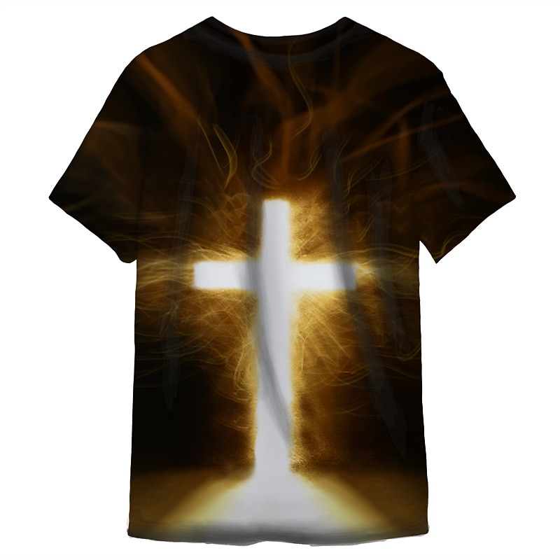 Men's Graphic Cross T Shirt Christian T Shirts Short Sleeve T shirt 3D Print Crew Neck Shirt Designer Classic Casual Daily Sports Weekend Black Summer Clothing Apparel S M L XL XXL 3XL3