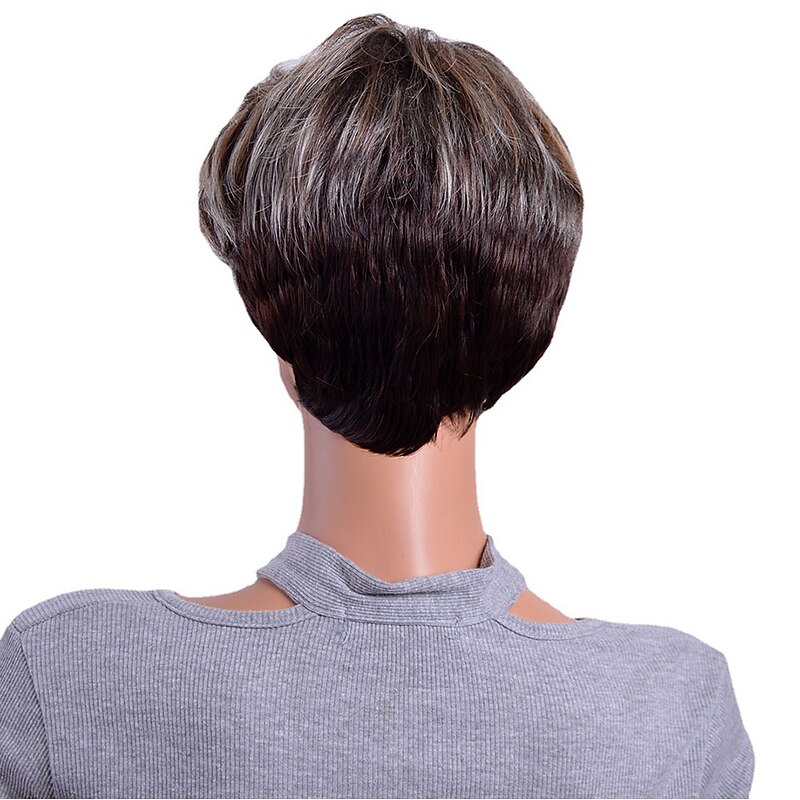 Brown Wigs for Women Pixie Cut Flufy Wig Natural Ombre Blonde Wigs Synthetic Wig3