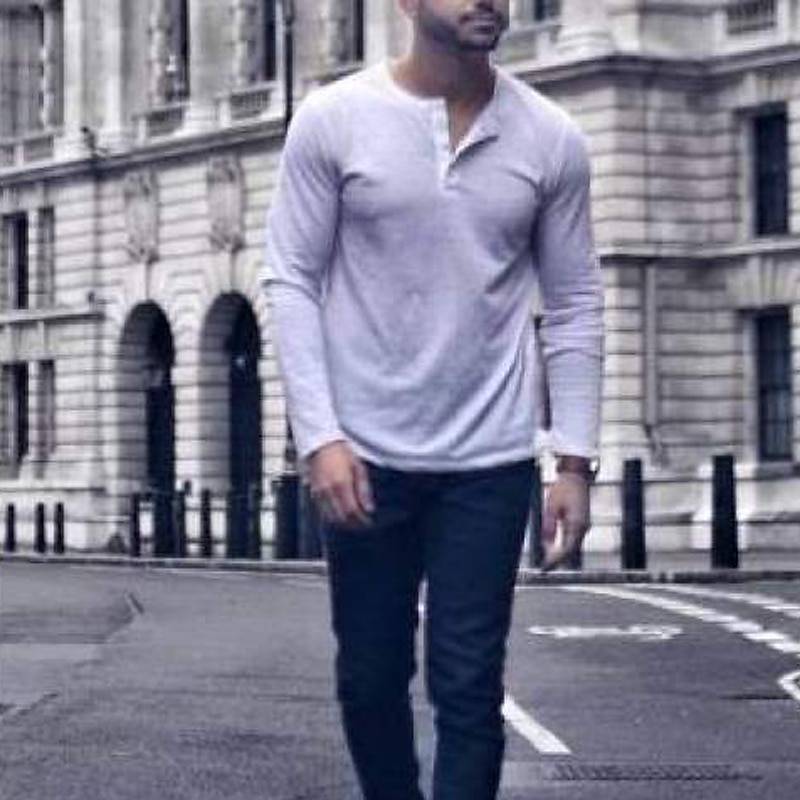 Men's Button T Shirt T Shirt Henley Shirt Long Sleeve Shirt Long Sleeve Henley Spring &  Fall Plain Fashion Lightweight Muscle Button-Down Vacation Casual Holiday White Top Tee for Men2
