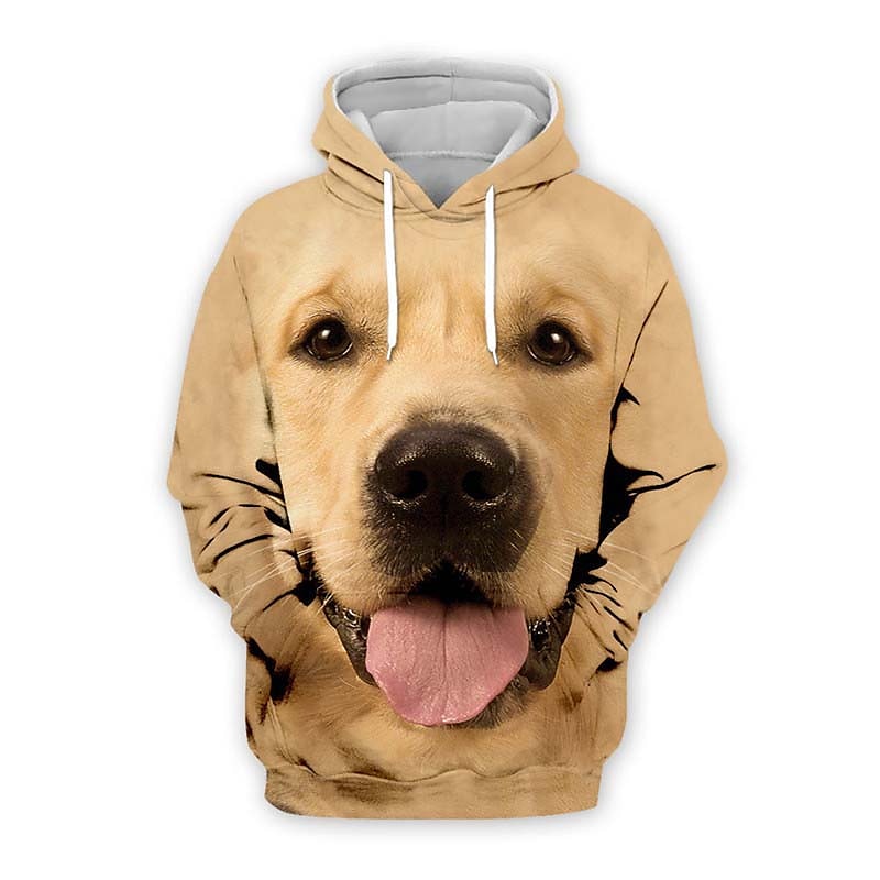 Men's Animal Dog Animal Patterned Graphic Prints Hoodie Hoodies Sweatshirt Cute Streetwear Long Sleeve Hooded Casual Daily Sports Black White Front Pocket Fall Spring &  Fall Designer
