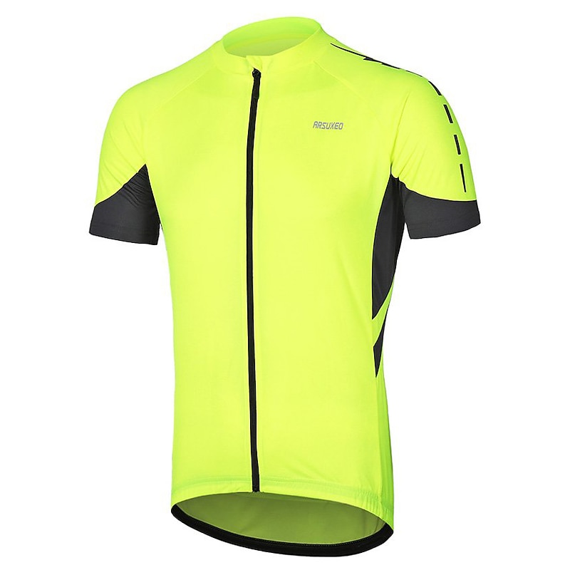 Men's Cycling Jersey Solid Color Short Sleeve Bike Jersey with 3 Rear Pockets Mountain Bike MTB Road Bike Cycling Breathability Reflective Strips Back Pocket Ultra Light Fabric Sports Dark Grey White2