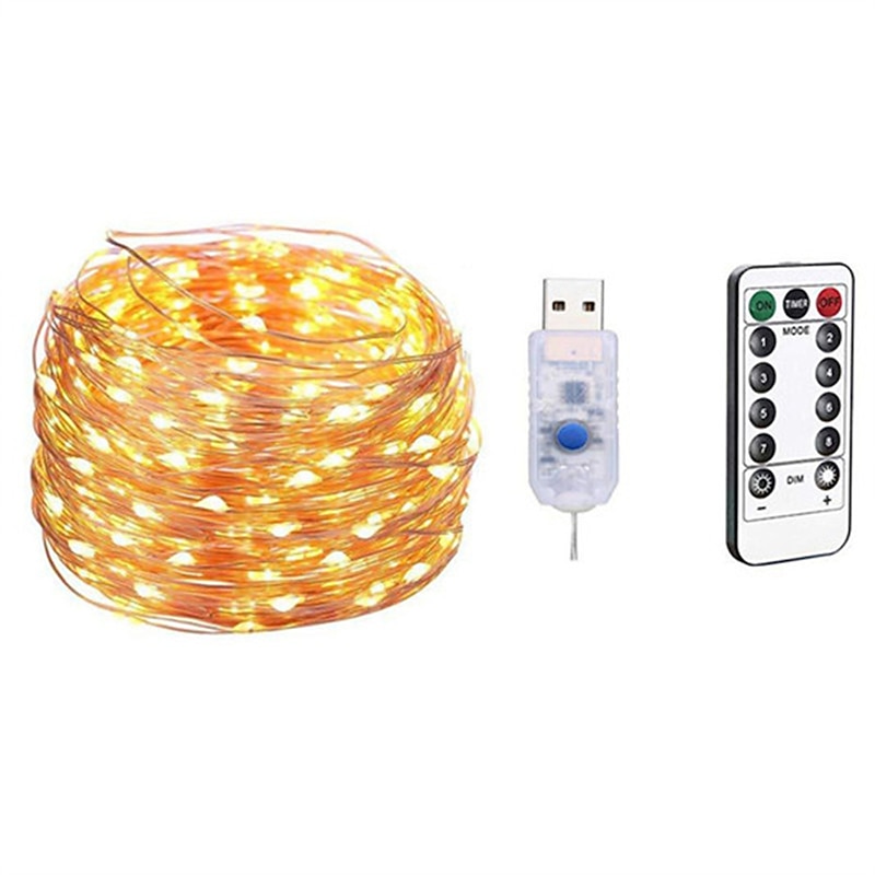 Elegant Wedding Party Reception St. Patrick's Day Green LED Lights, 8 Modes, 5m-20m USB, Waterproof Silver Copper Wire, with Remote, for Home Decoration3