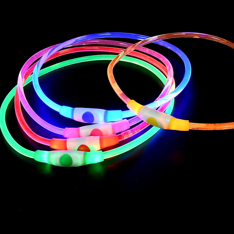 LED Dog Collar USB Rechargeable Nylon Dog Flashing Collar Adjustable with Steady Flash Blink Light2