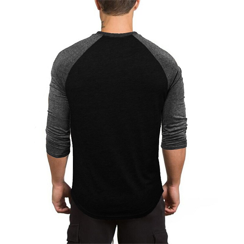 Men's T Shirt Long Sleeve Shirt 3/4 Length Sleeve Crew Neck Spring &  Fall Graphic Color Block Raglan Sleeve Sports Fashion Lightweight Vacation Casual Holiday Black White Gray Top Tee for Men2